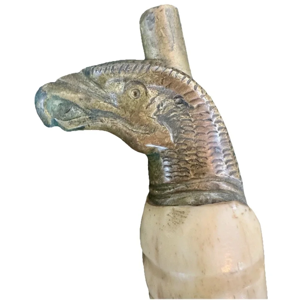 Antique Mexican Eagle Head Pommel Saddle Sword Ivory Style Grip Leather Military